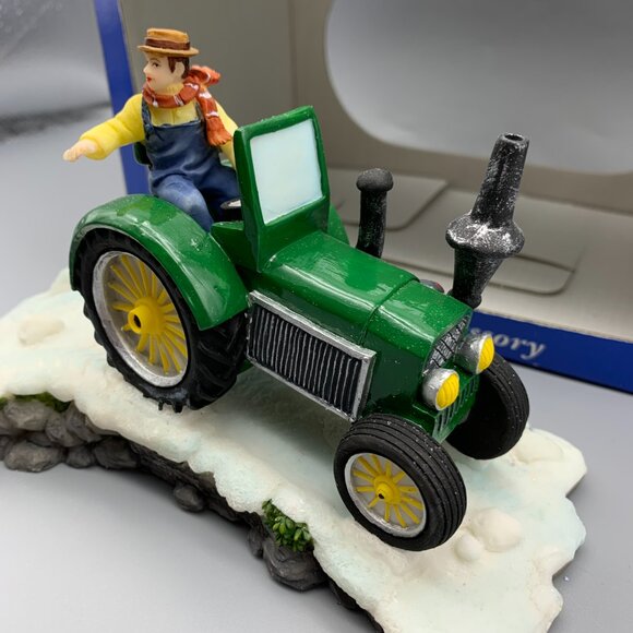 Heartland Valley Christmas Village Green Tractor on Hill of Snow in Original Box - Picture 7 of 10